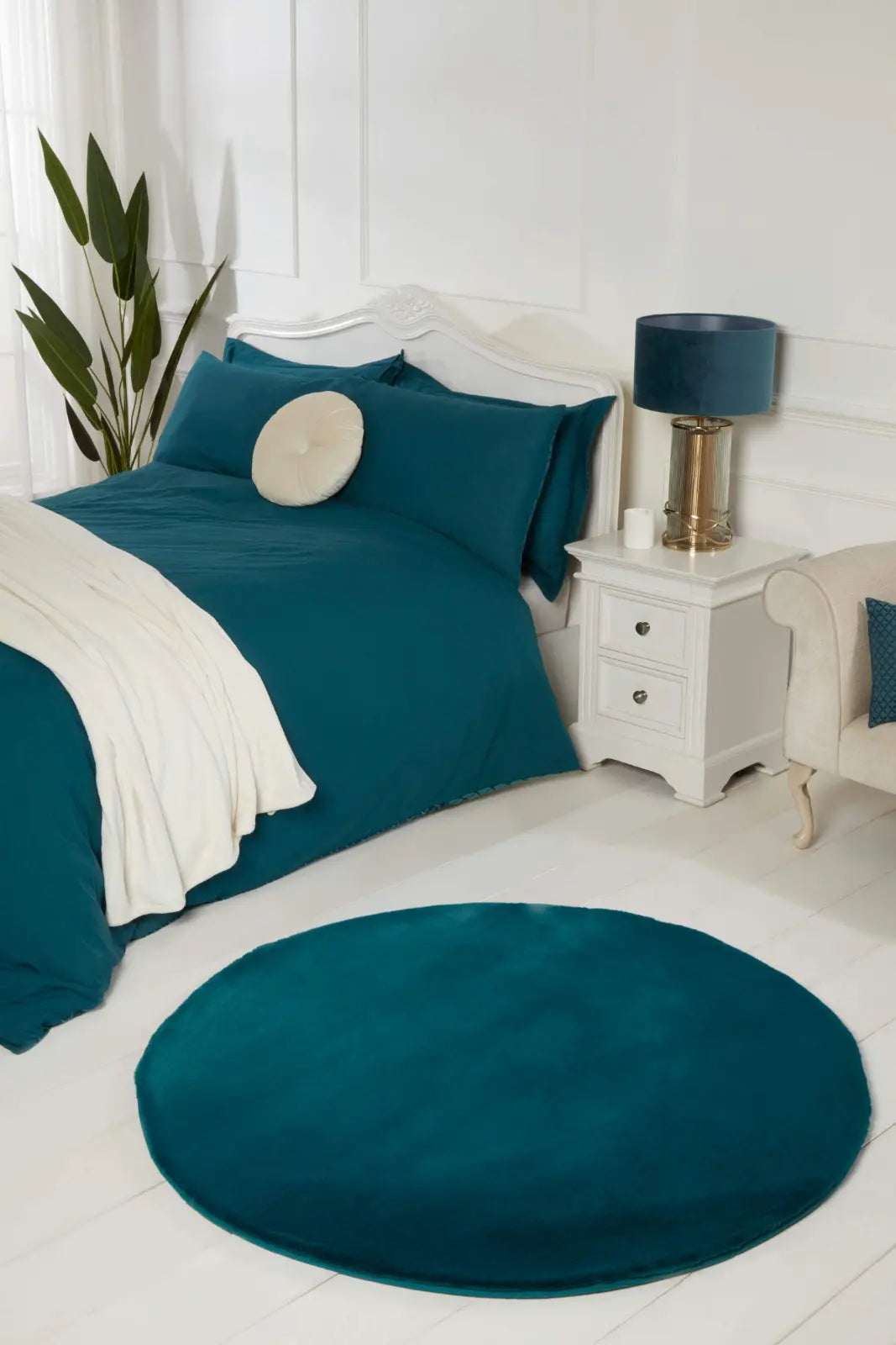 Cosset Teal Faux Fur Rug