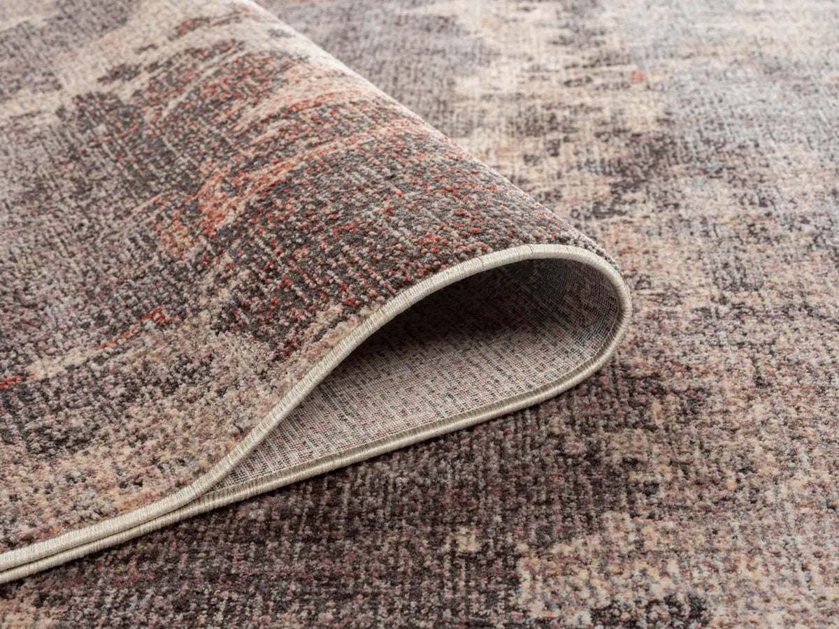 Dorothea Charcoal & Rose Distressed Abstract Rug