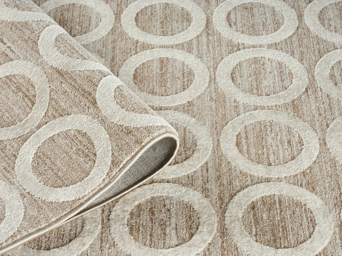 Eaton Beige Textured Geometric Rug