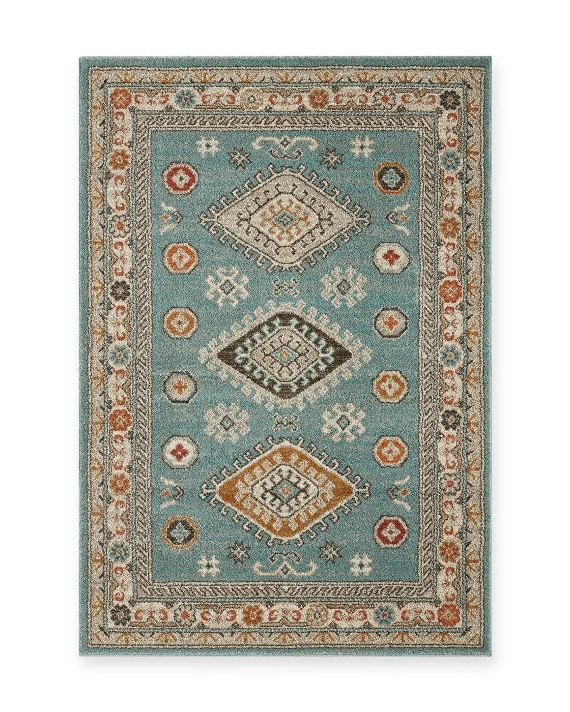 Edale Blue Traditional Tribal Rug