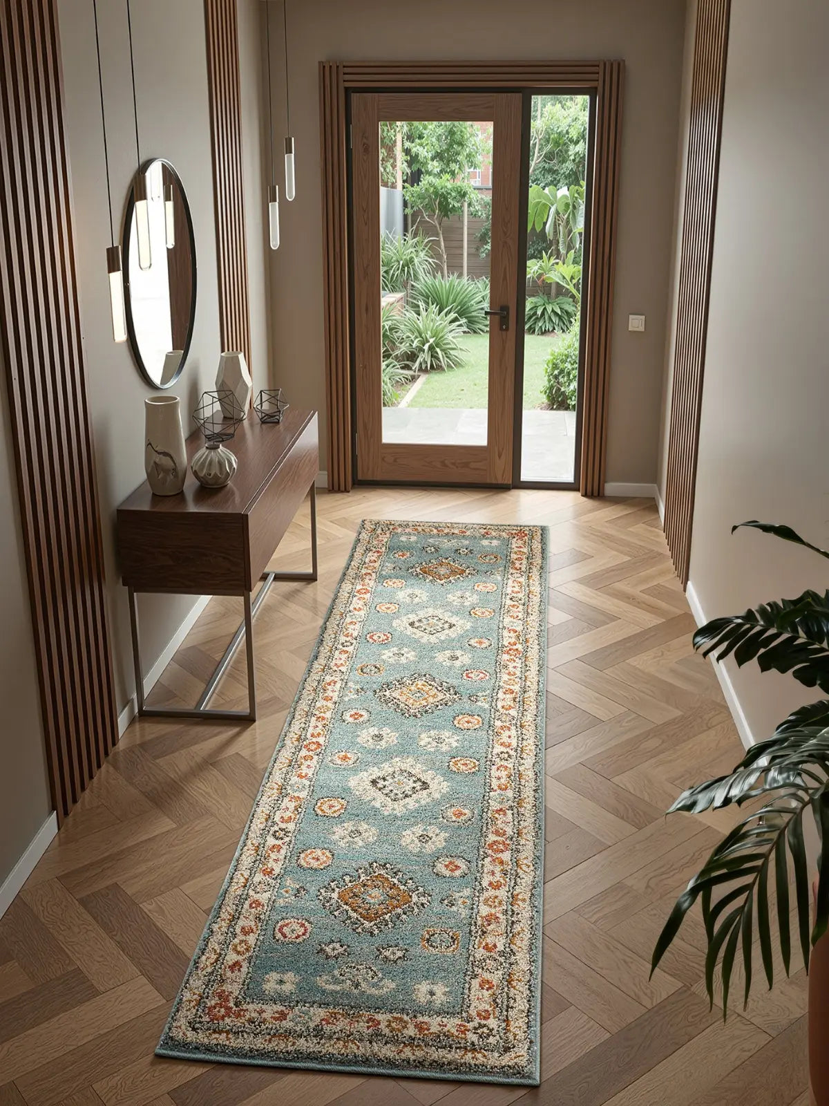 Edale Blue Traditional Tribal Rug