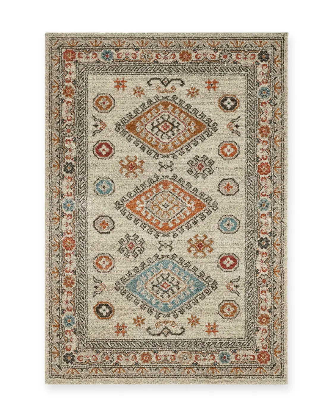Edale Cream Traditional Tribal Rug