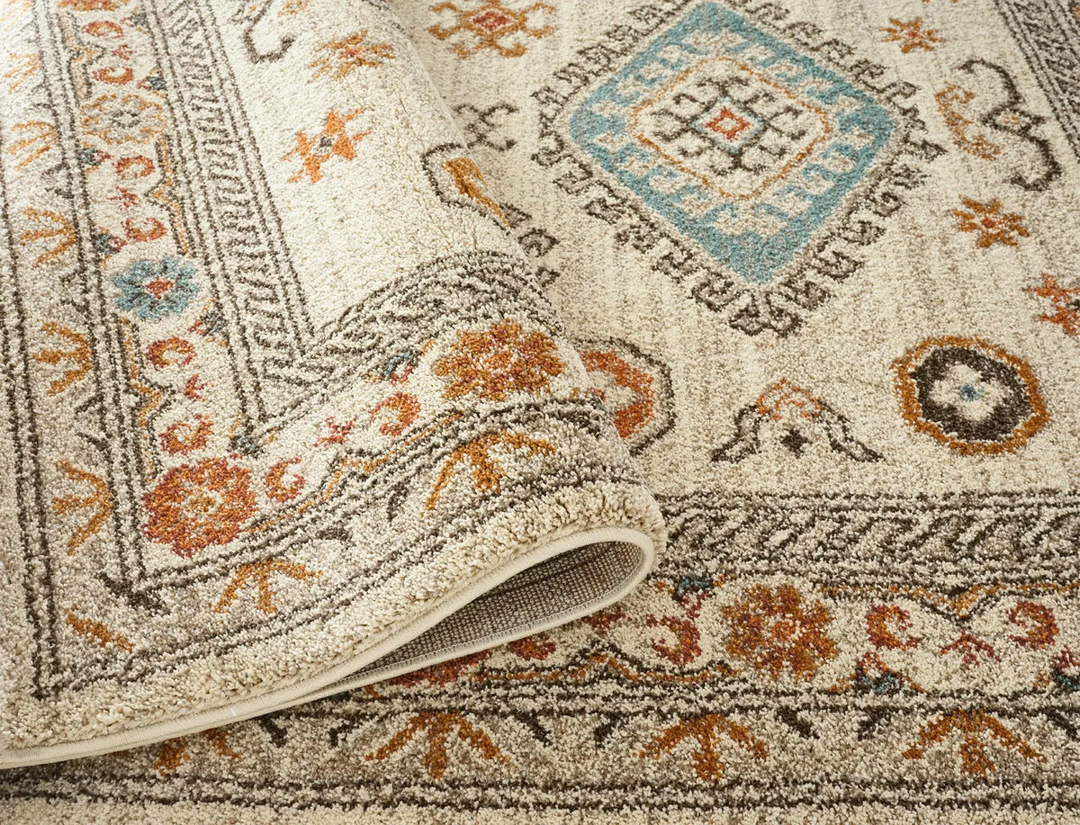 Edale Cream Traditional Tribal Rug