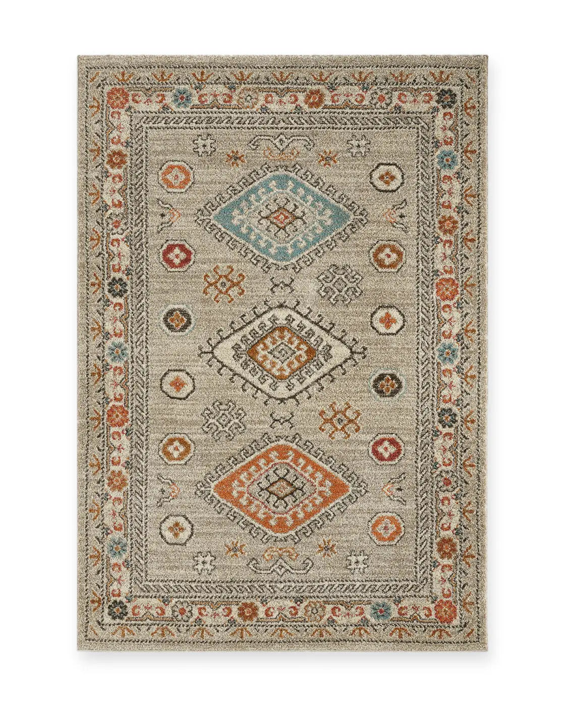 Edale Grey Traditional Tribal Rug