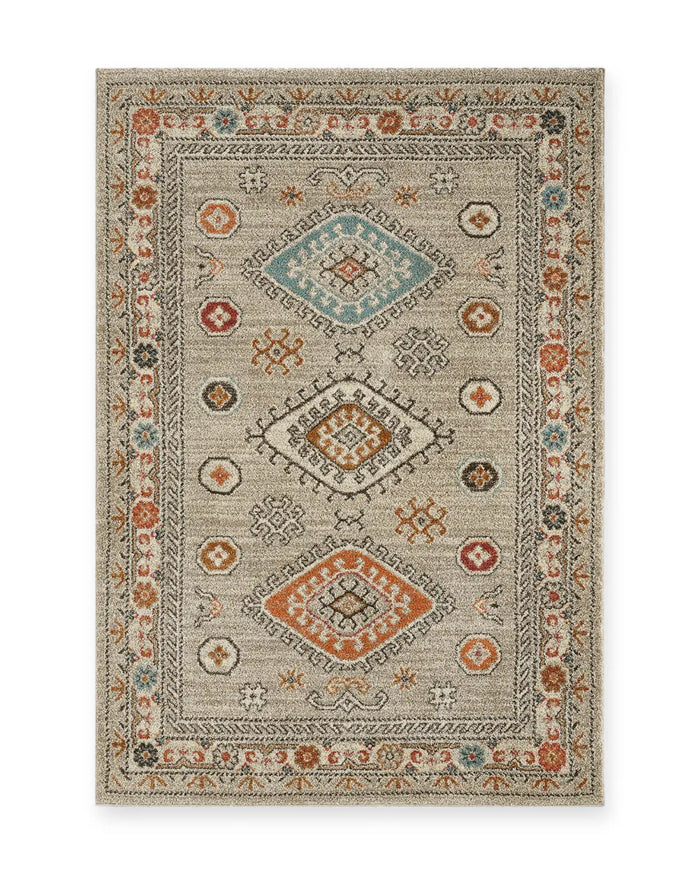 Edale Grey Traditional Tribal Rug