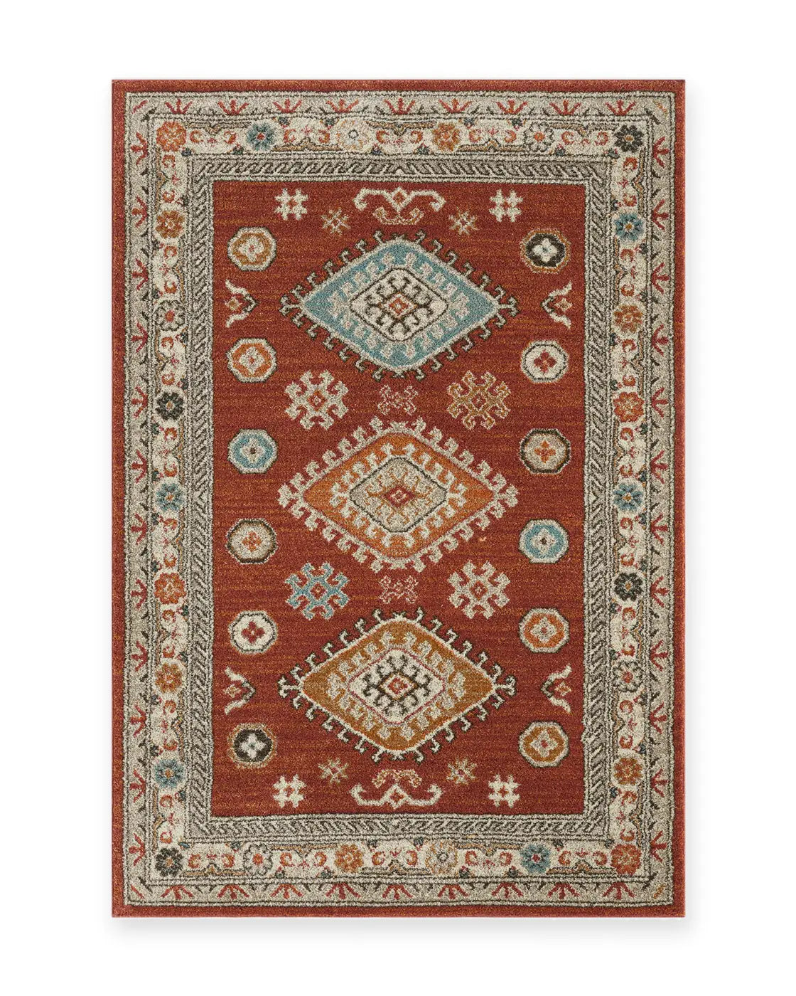 Edale Red Traditional Tribal Rug