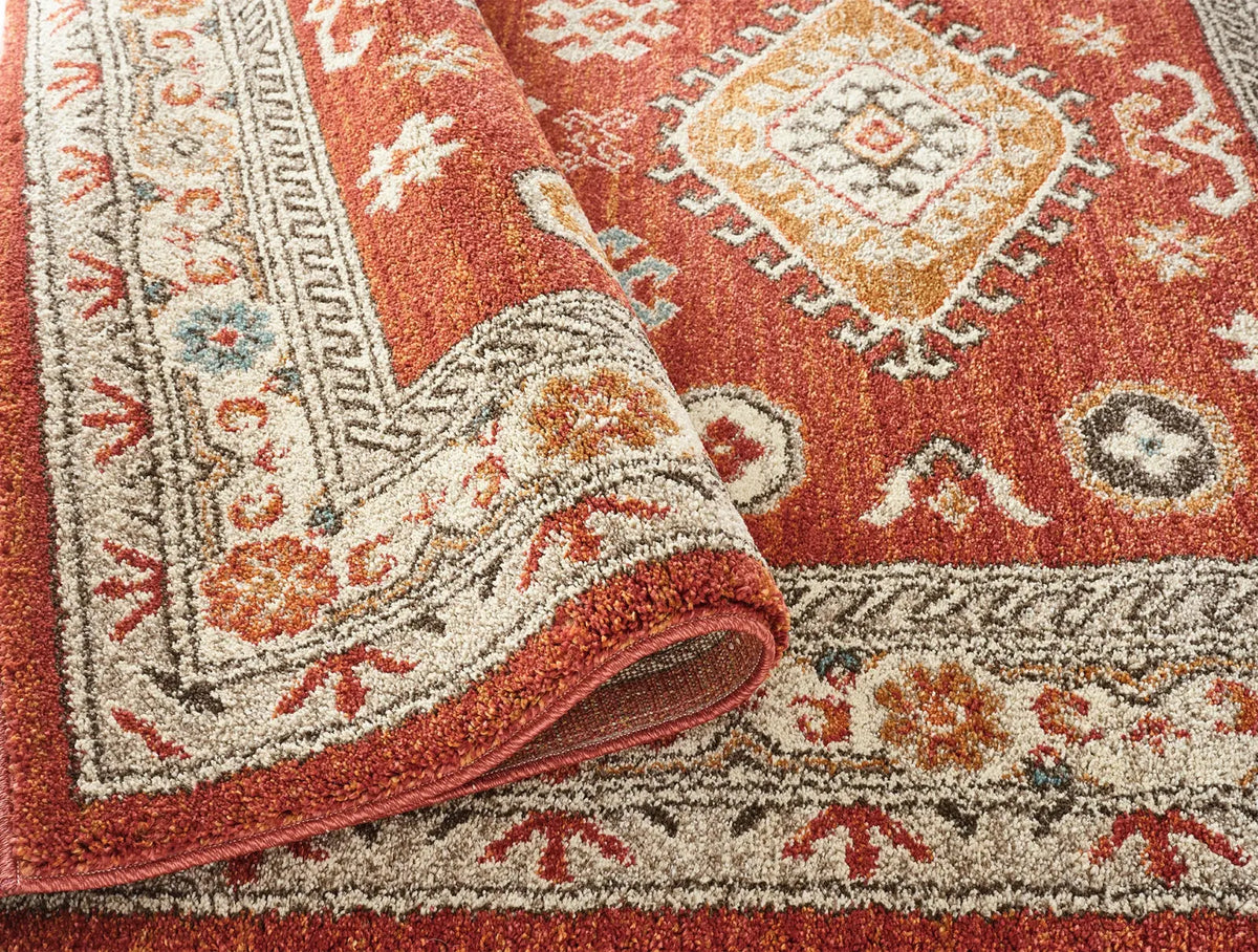 Edale Red Traditional Tribal Rug