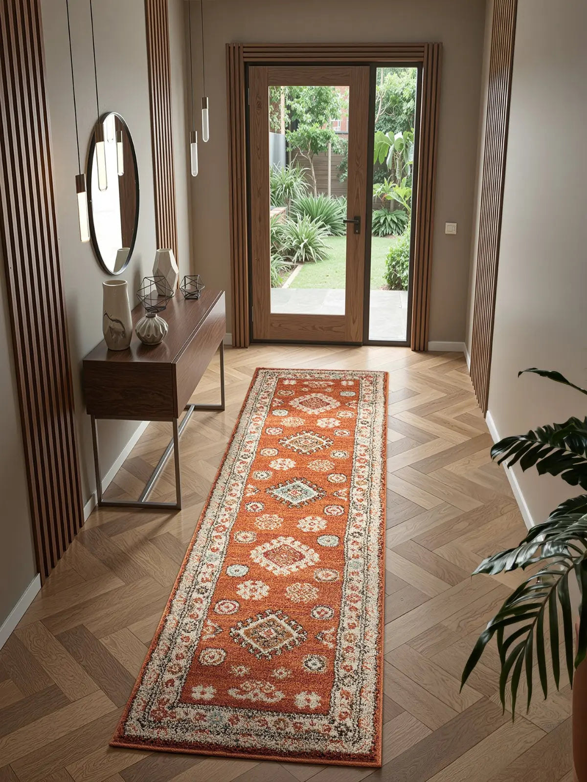 Edale Red Traditional Tribal Rug