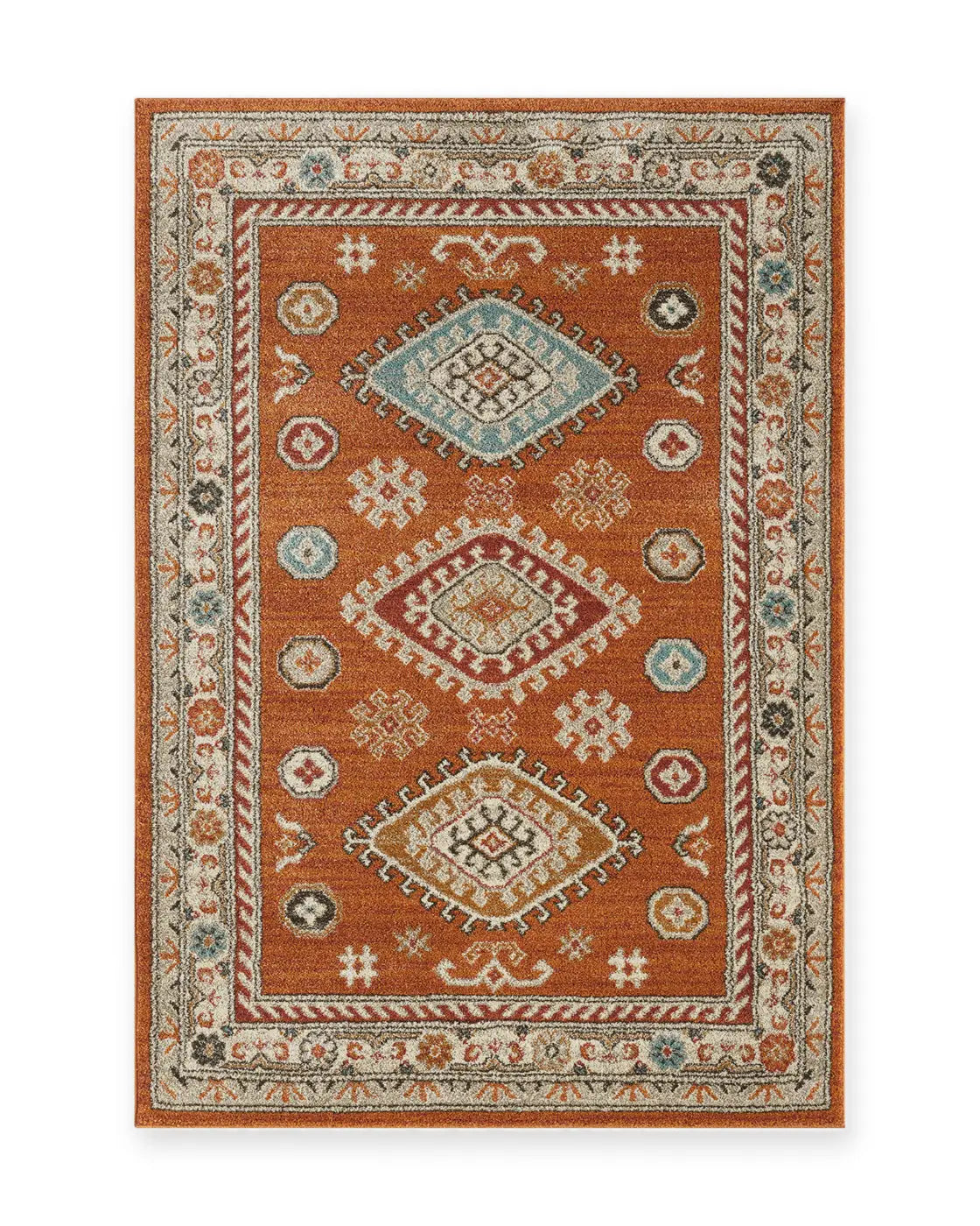 Edale Terracotta Traditional Tribal Rug