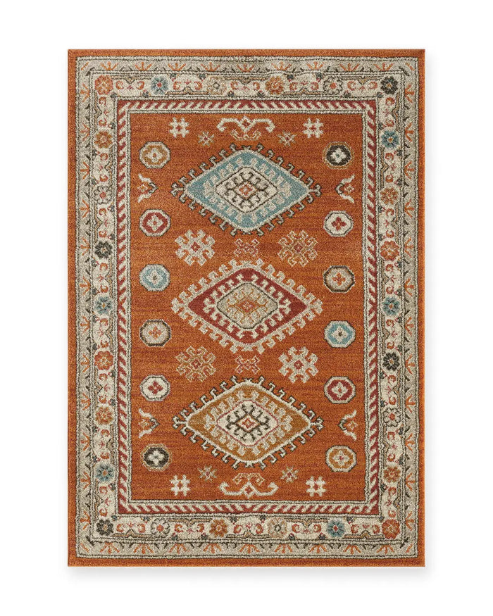Edale Terracotta Traditional Tribal Rug