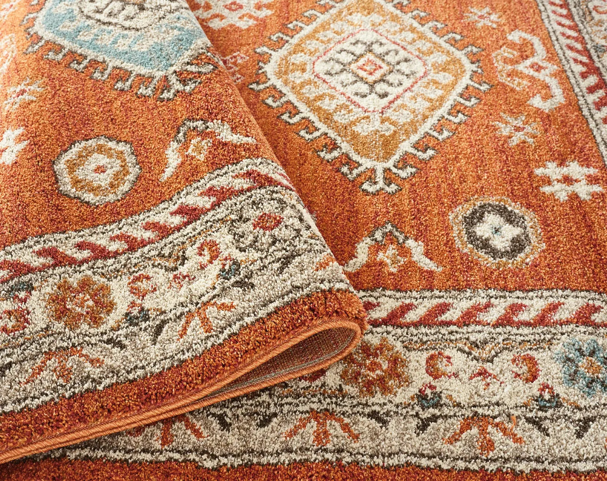 Edale Terracotta Traditional Tribal Rug