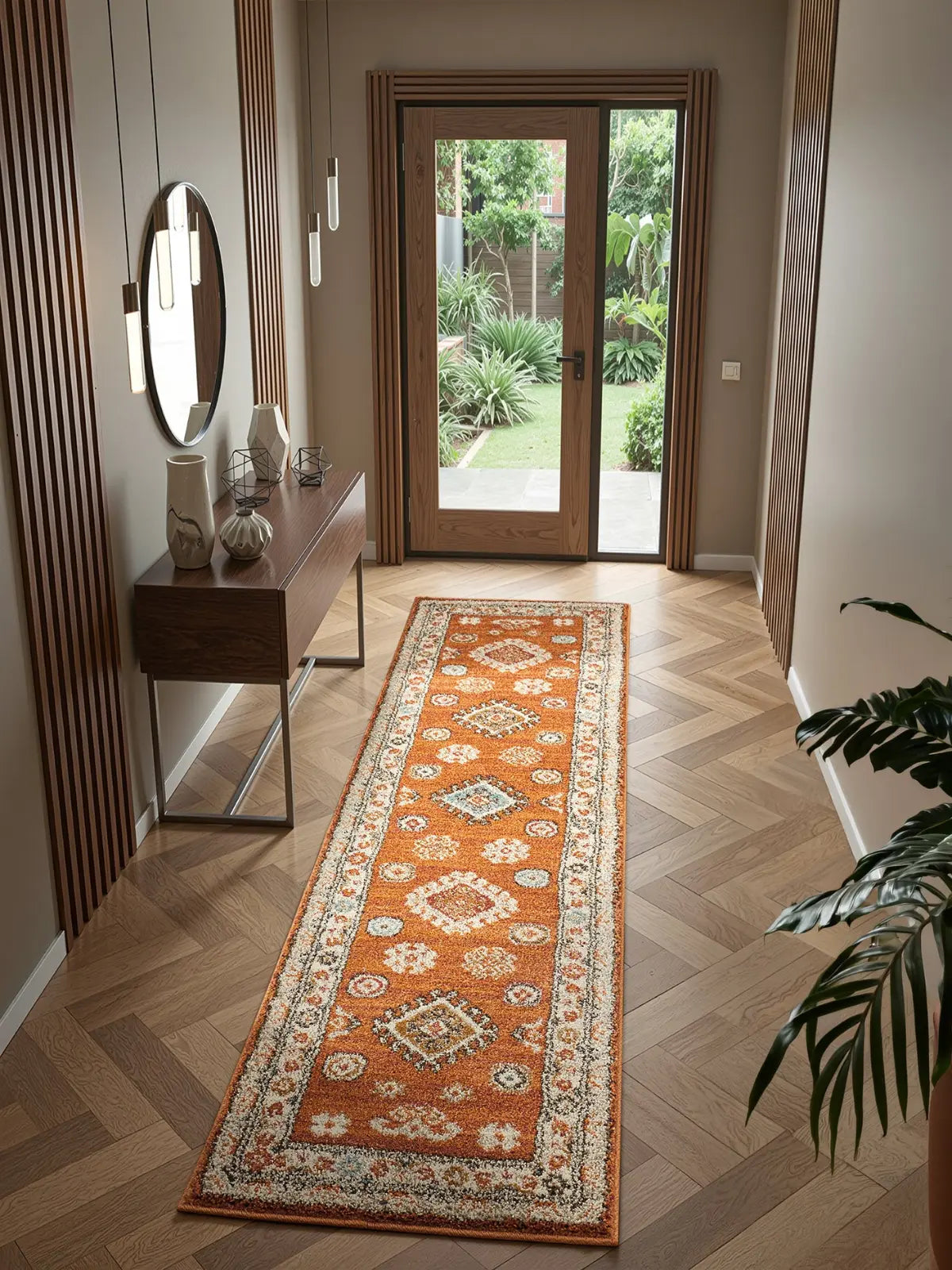 Edale Terracotta Traditional Tribal Rug