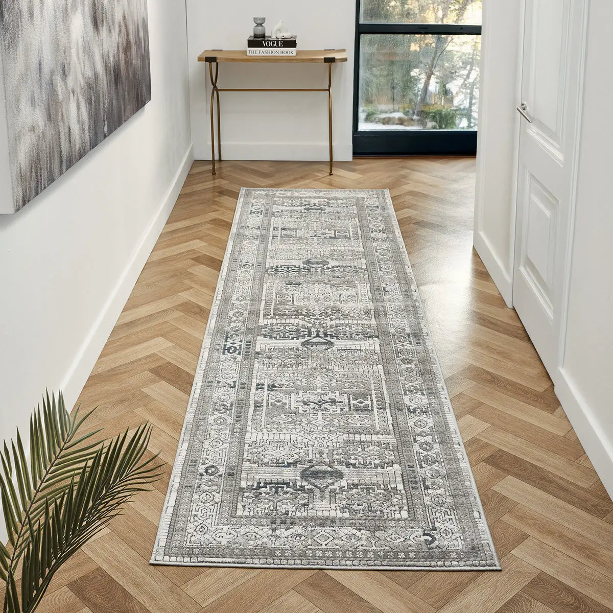 Eden Grey & Blue Textured Tribal Rug