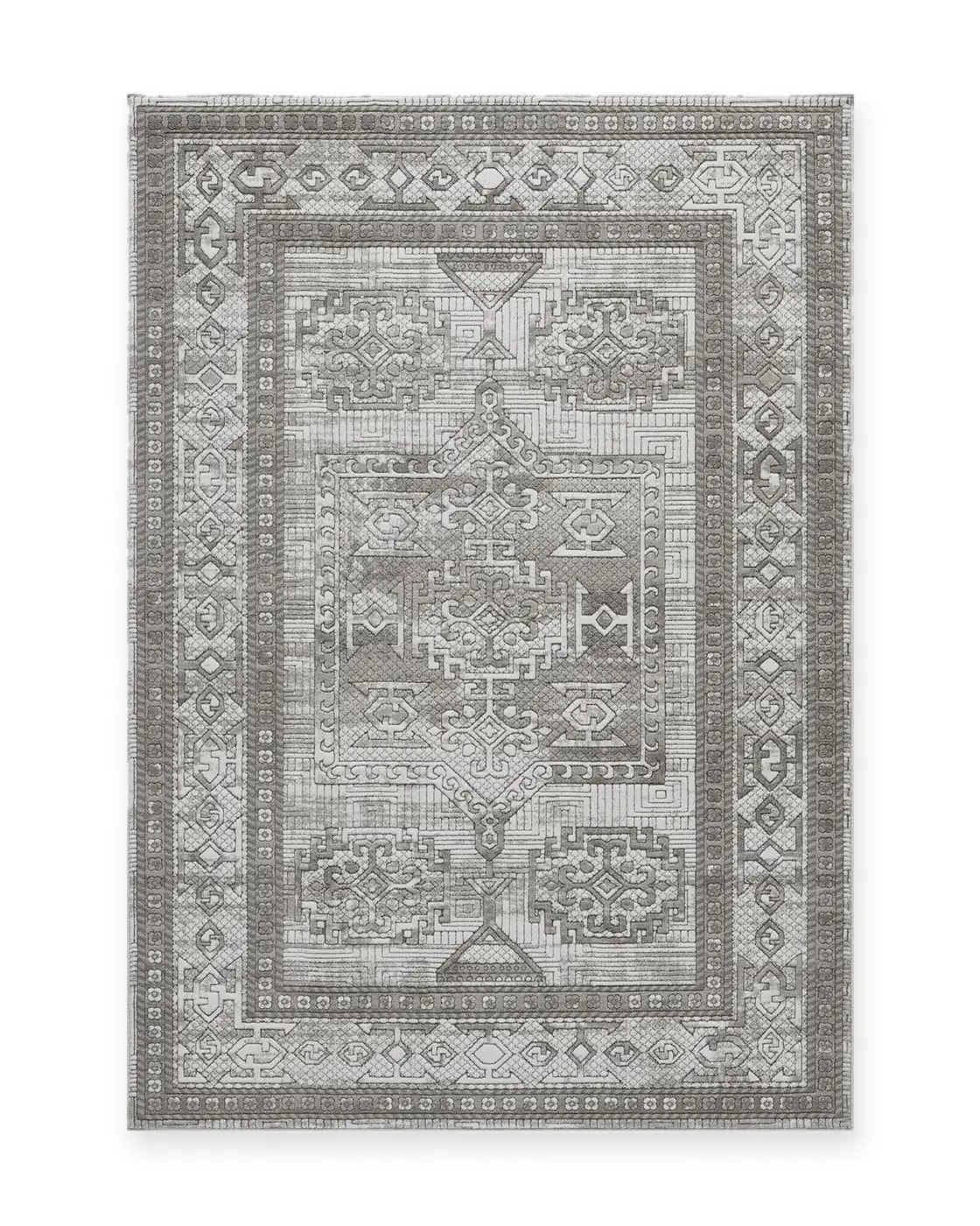 Eden Grey Textured Tribal Rug