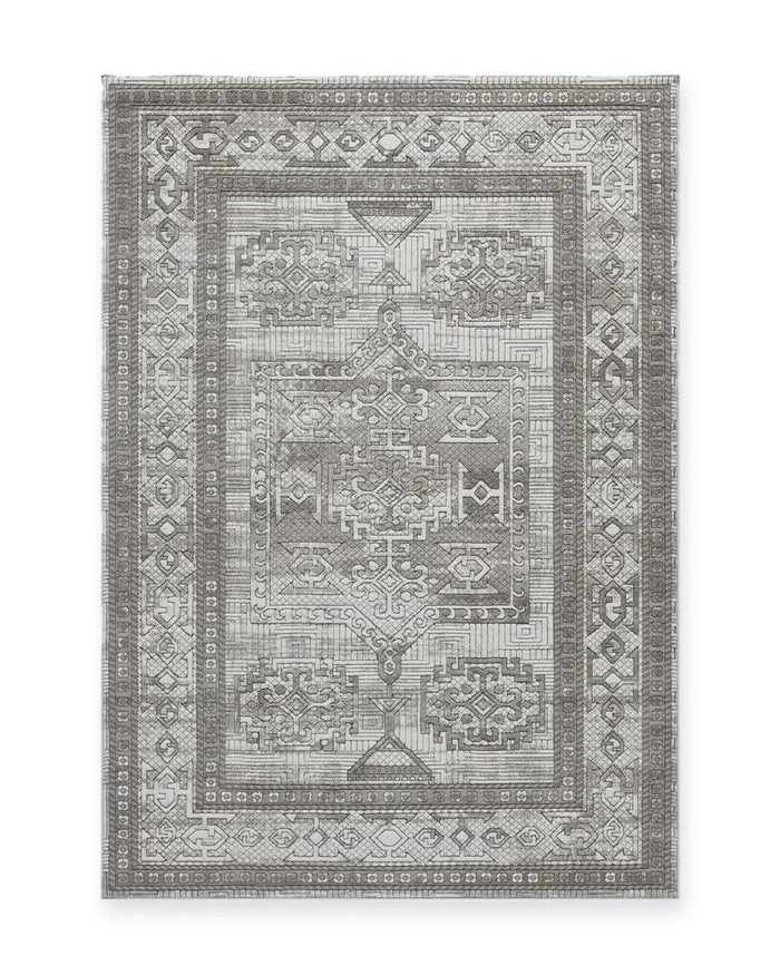 Eden Grey Textured Tribal Rug