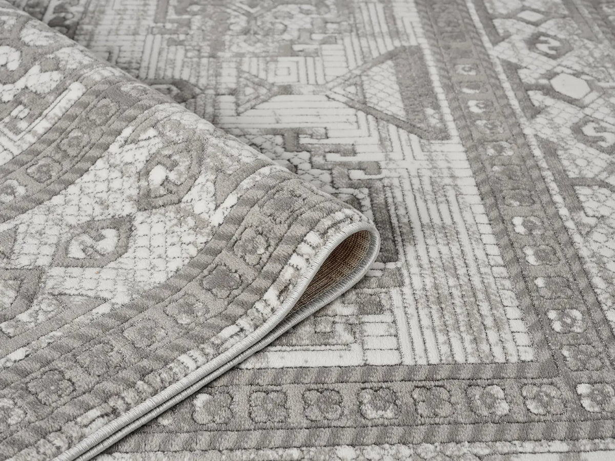 Eden Grey Textured Tribal Rug