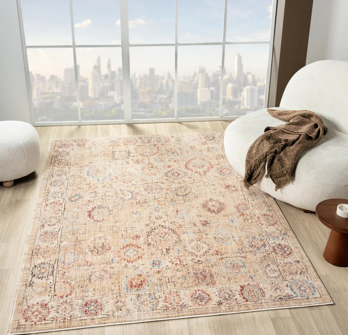 Edith Beige & Cream Vintage Persian-Style Rug