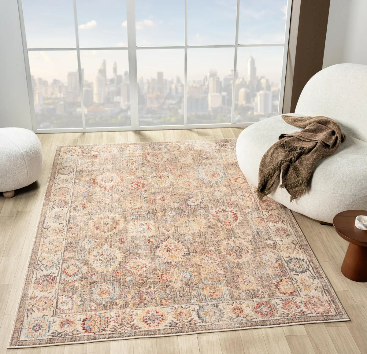 Edith Beige & Light Blue Vintage Persian-Style Rug