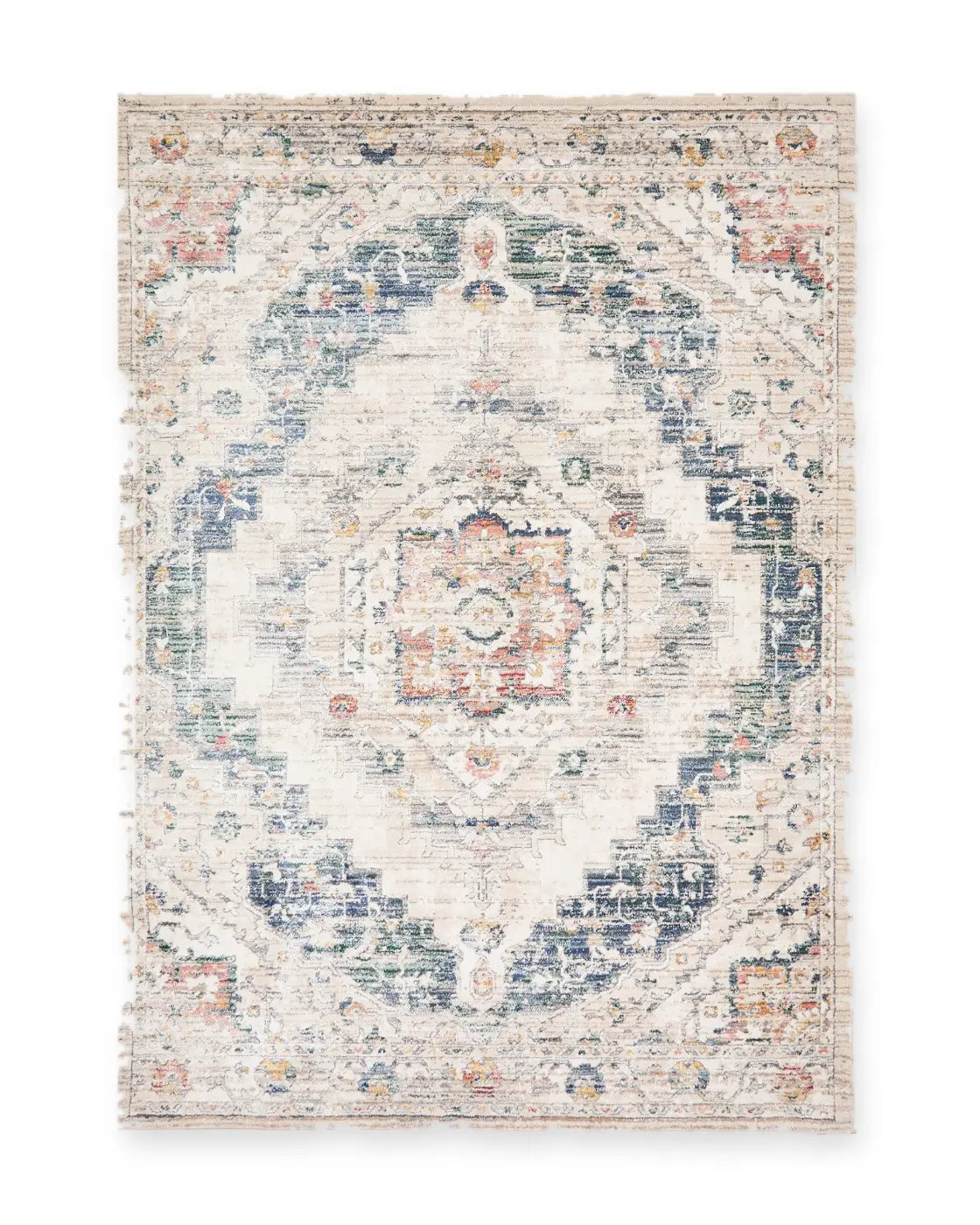 Elder Cream & Blue Vintage Distressed Rug