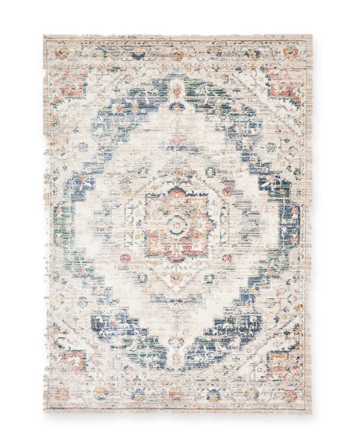 Elder Cream & Blue Vintage Distressed Rug