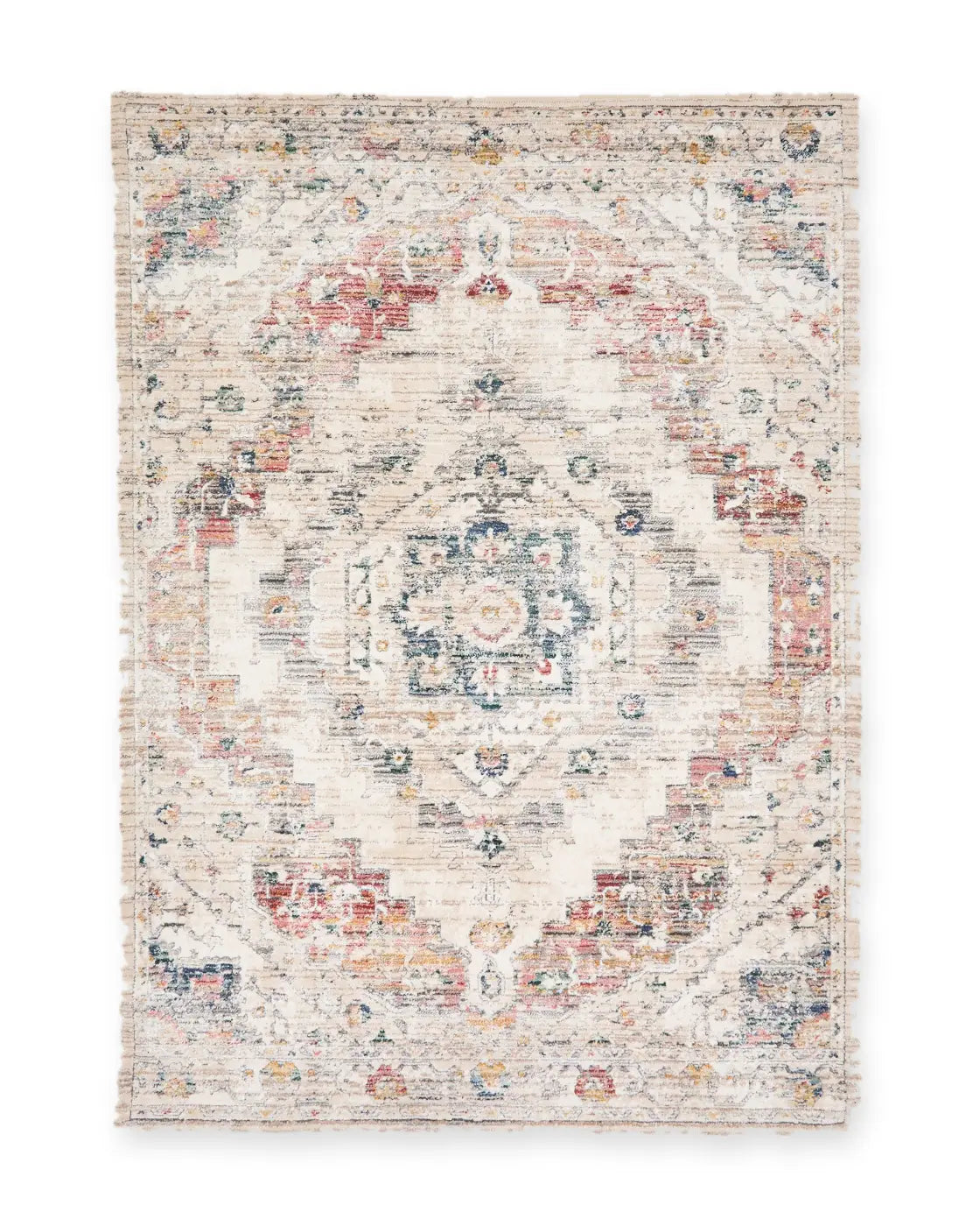 Elder Cream & Red Vintage Distressed Rug