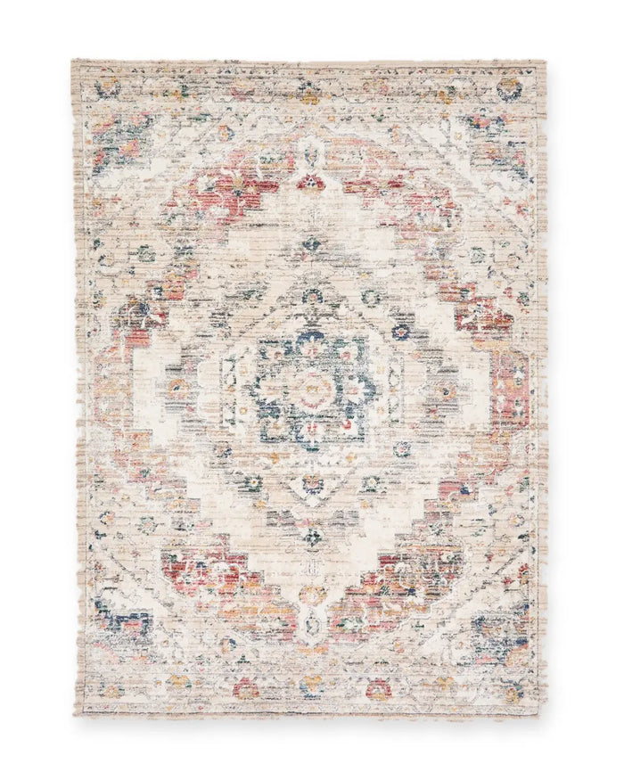 Elder Cream & Red Vintage Distressed Rug