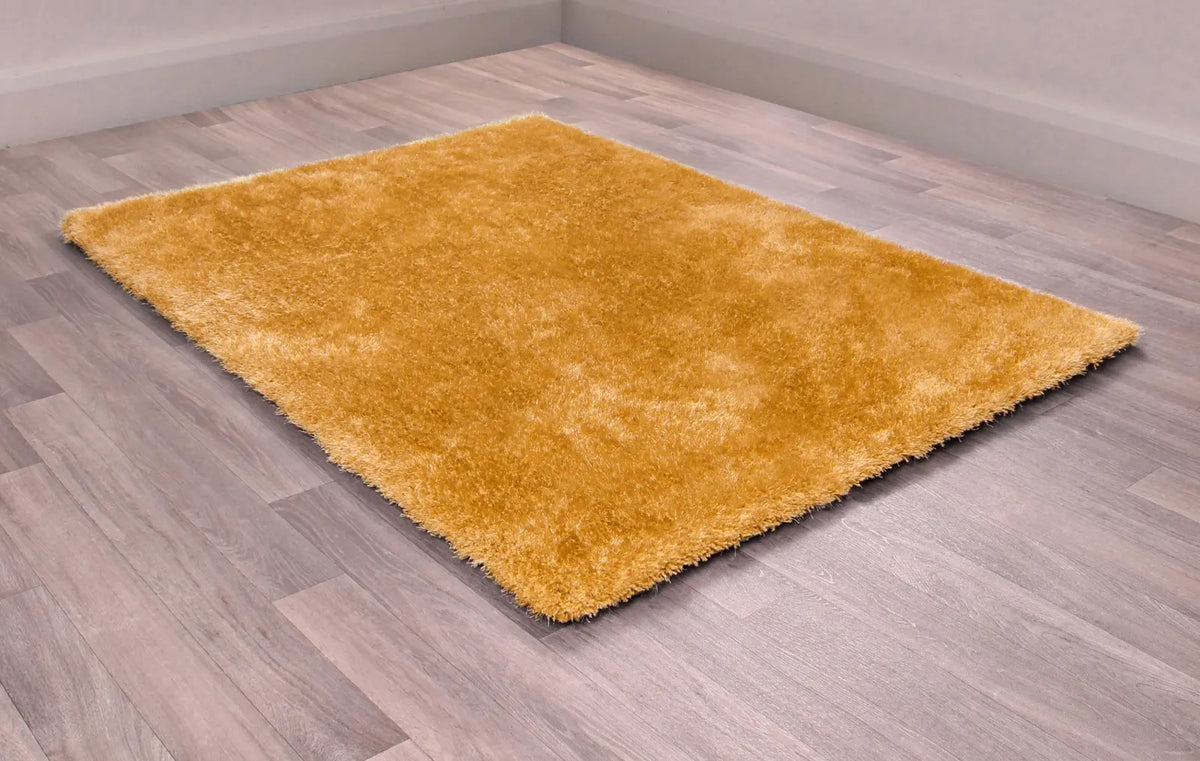 Feather Gold Silky Shaggy Rug