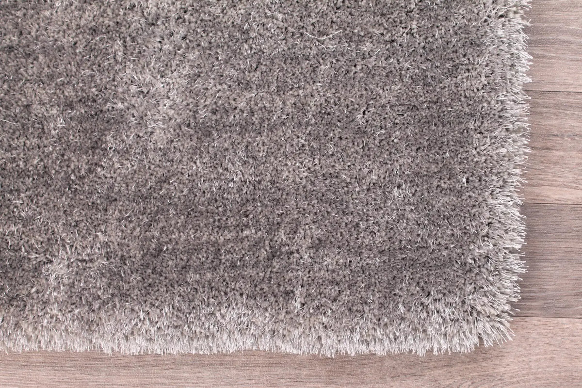 Feather Silver Grey Silky Shaggy Rug