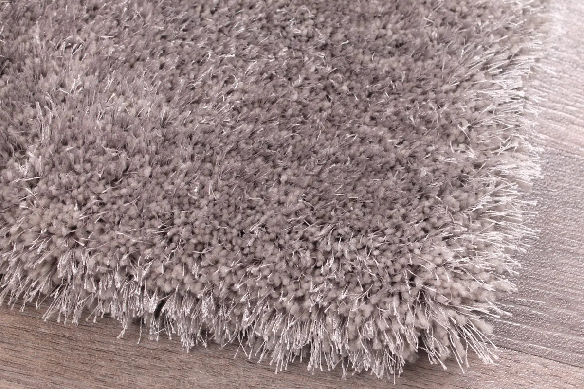 Feather Silver Grey Silky Shaggy Rug