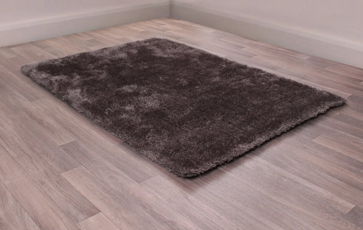 Feather Taupe Grey Silky Shaggy Rug