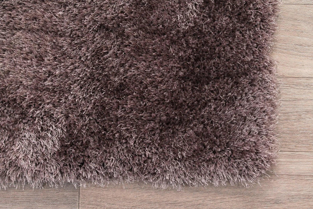 Feather Taupe Grey Silky Shaggy Rug