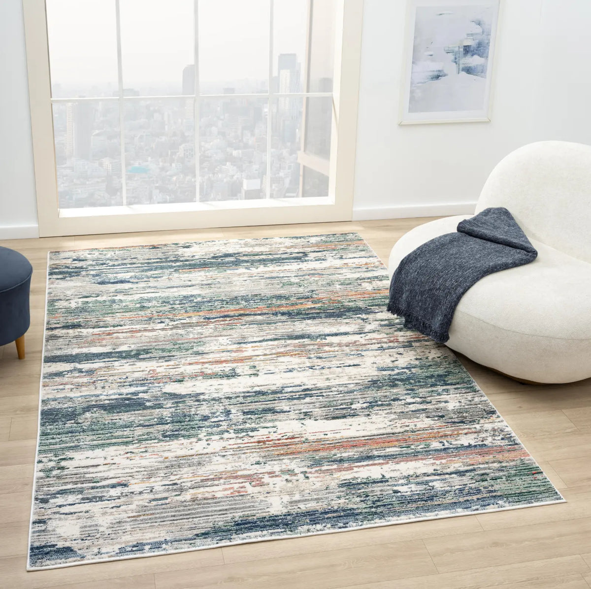 Fern Multicolour Abstract Striped Rug