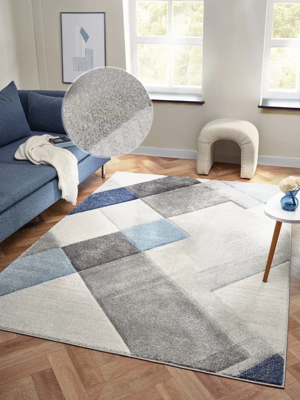 Fjord Blue Geometric Rug