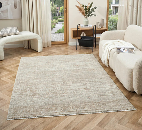 Flax Beige Striated Neutral Rug