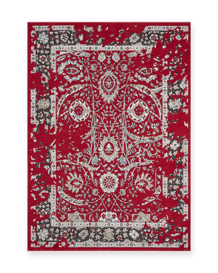 Florence Red Distressed Persian-Style Rug