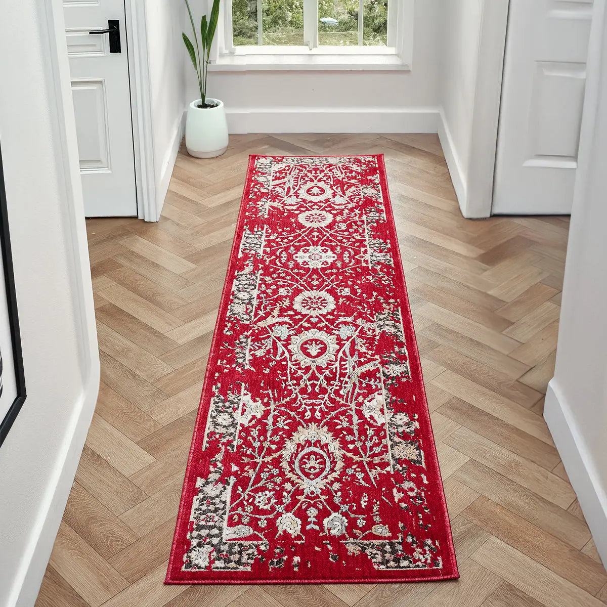 Florence Red Distressed Persian-Style Rug