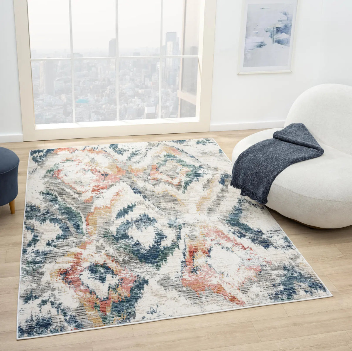 Foxglove Multicolour Ikat Style Rug