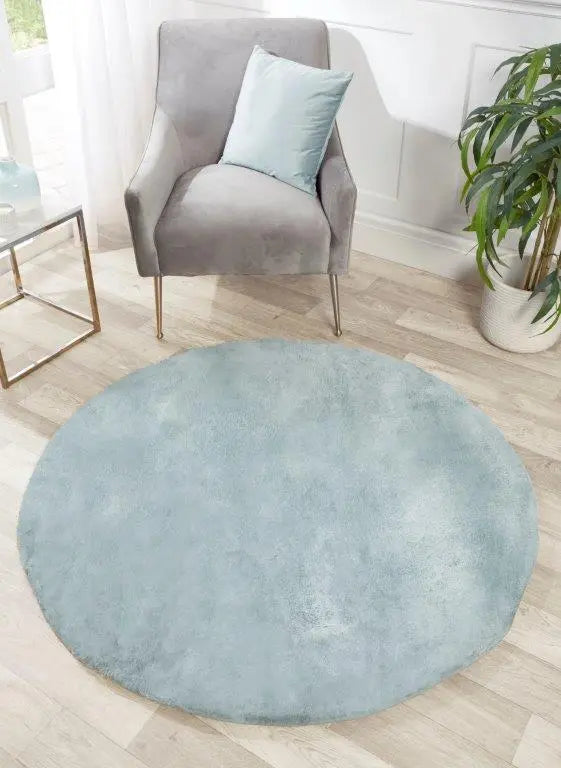 Frost Duck Egg Blue Tipped Faux Fur Rug