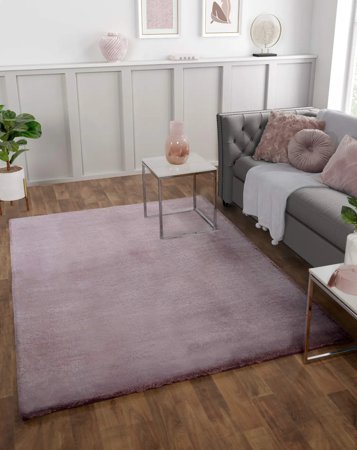 Frost Lilac Tipped Faux Fur Rug