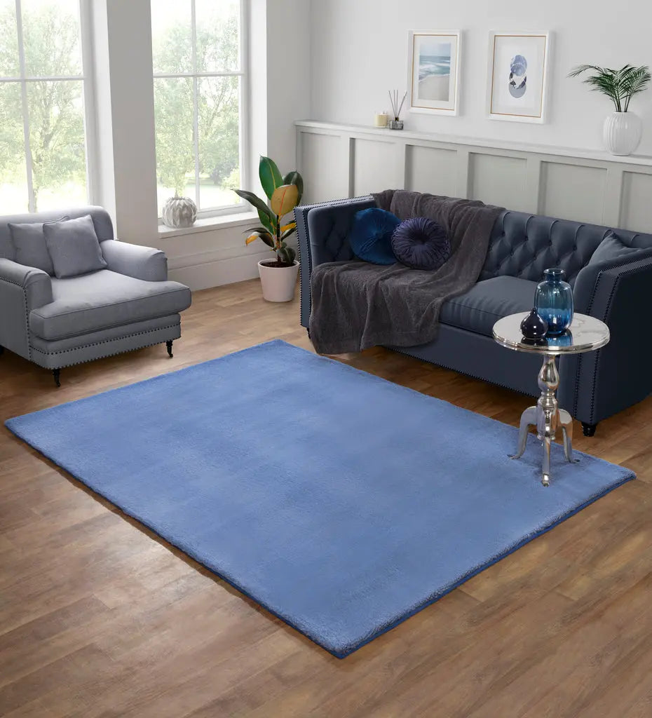 Frost Periwinkle Blue Tipped Faux Fur Rug