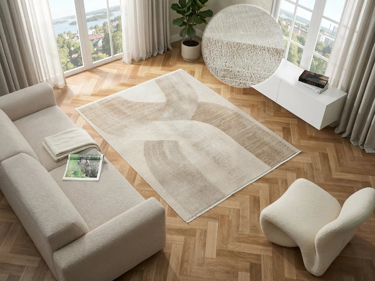 Halkin Beige Textured Abstract Rug