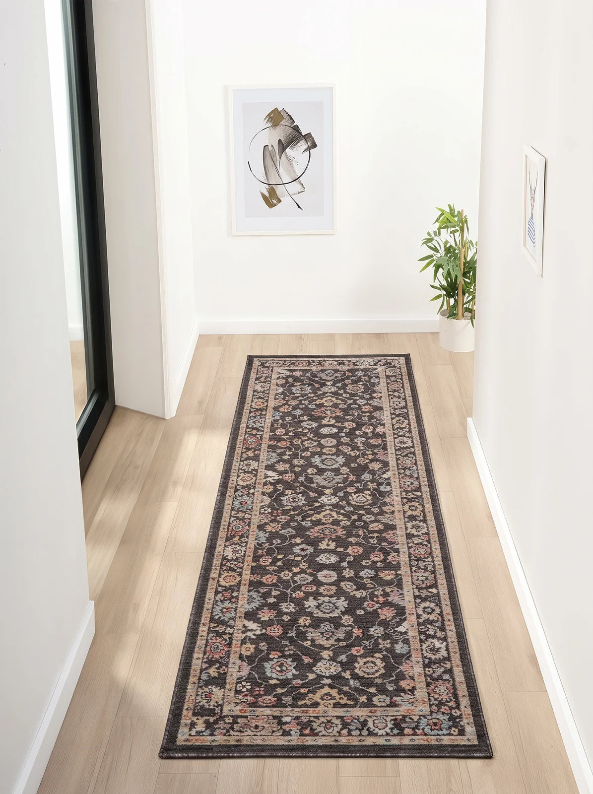 Harriet Charcoal & Sand Vintage Floral Rug
