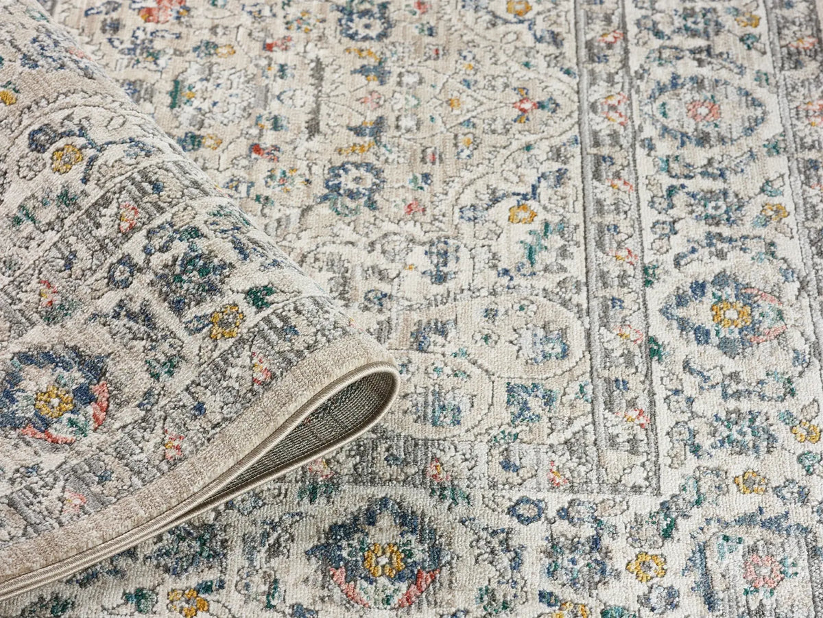 Hazel Beige Vintage Rosette Rug