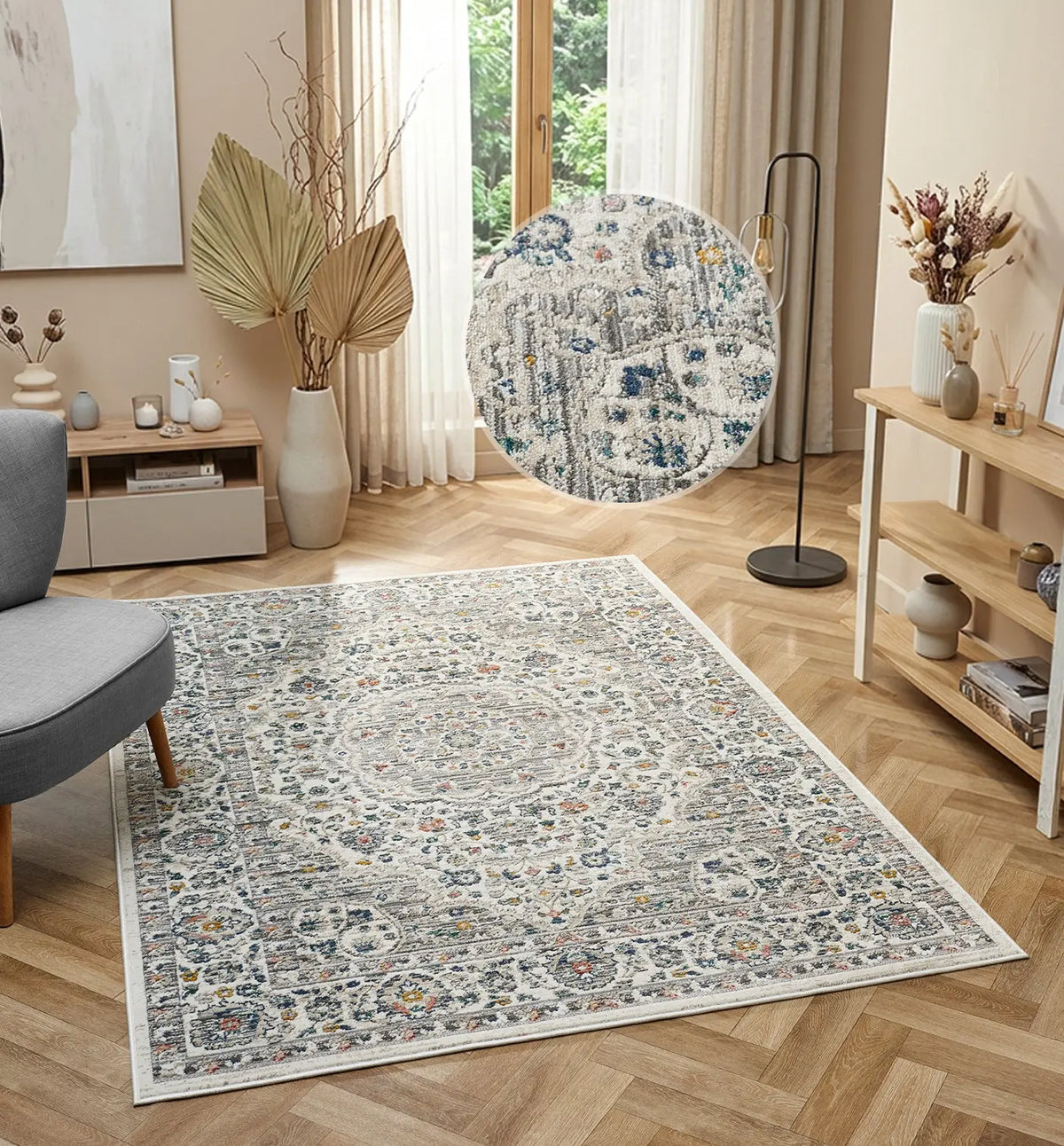 Hazel Cream Vintage Rosette Rug