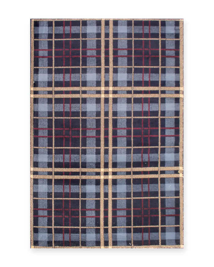 Highland Blue Tartan Check Rug