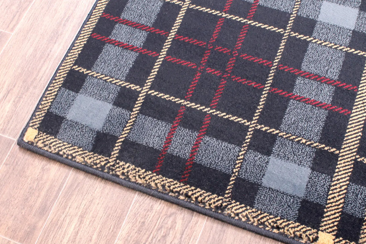 Highland Blue Tartan Check Rug