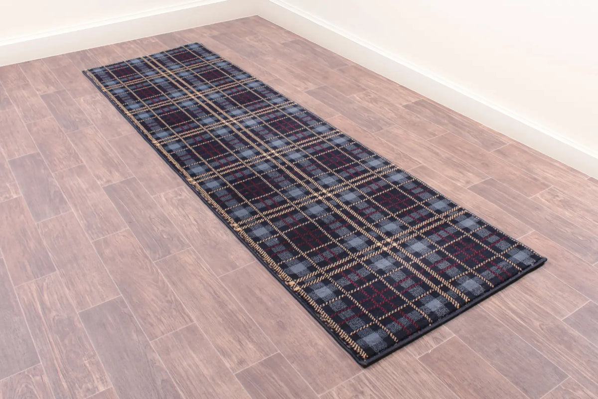 Highland Blue Tartan Check Rug