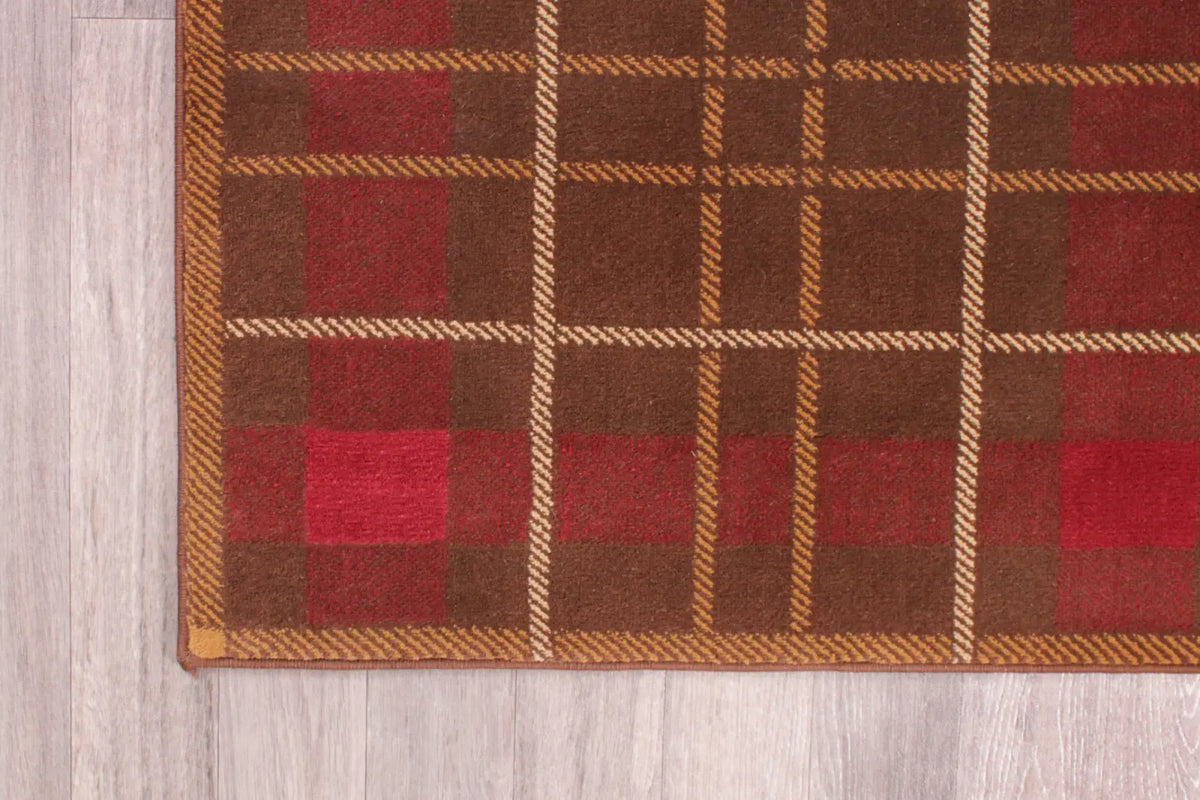 Highland Brown Tartan Check Rug
