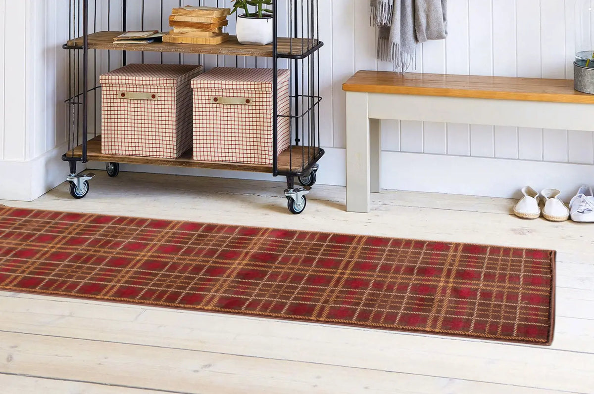 Highland Brown Tartan Check Rug