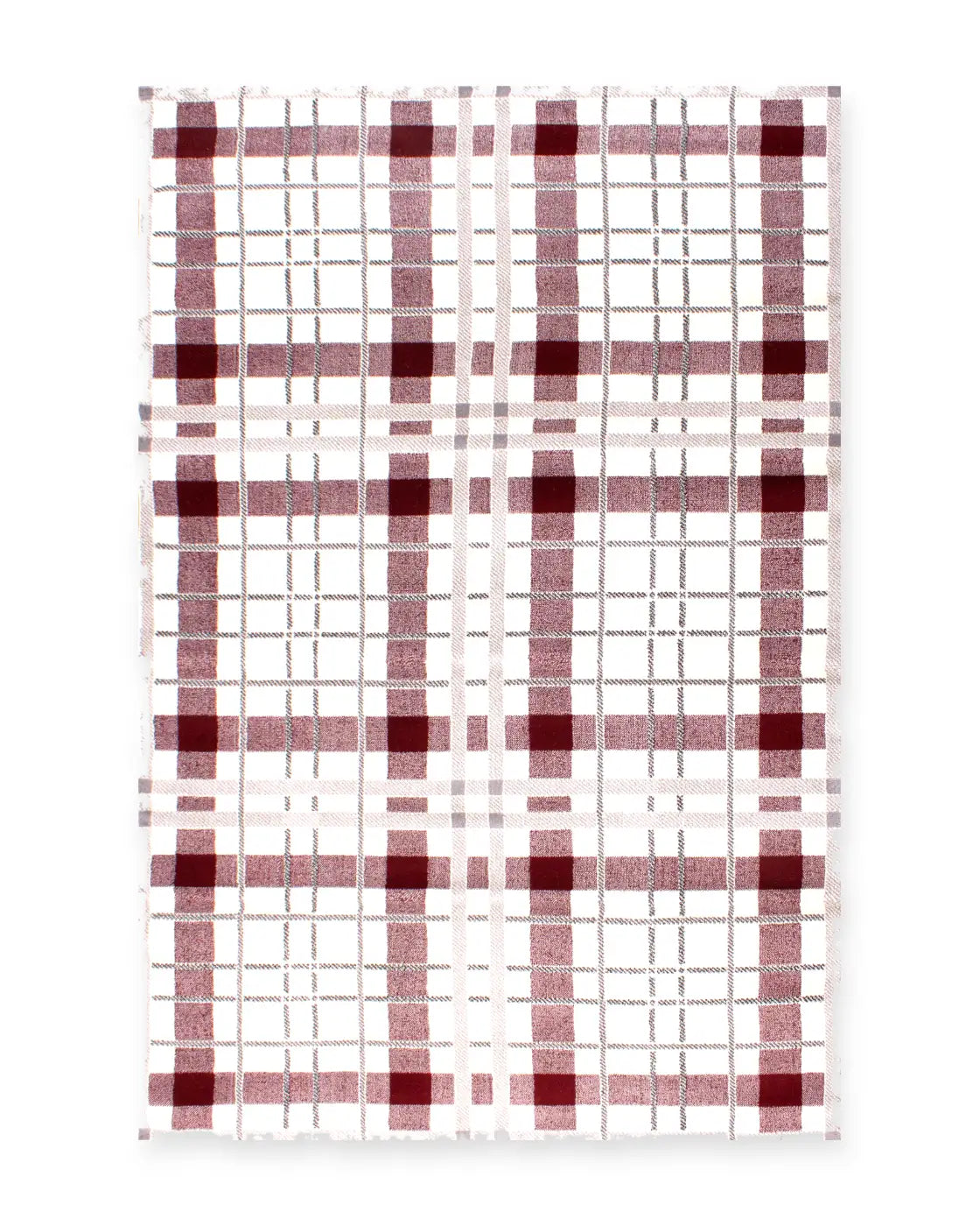 Highland Cream & Red Tartan Check Rug